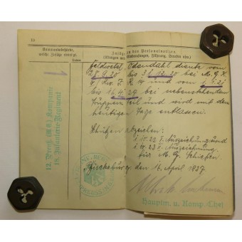 Военный билет-Militärpaß Фельдфебель в пулемётной роте. Espenlaub militaria